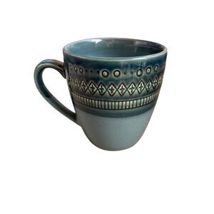Threshold Kingsland Stoneware Coffee Mug Embossed Diamond Dot Blue 1 Mug